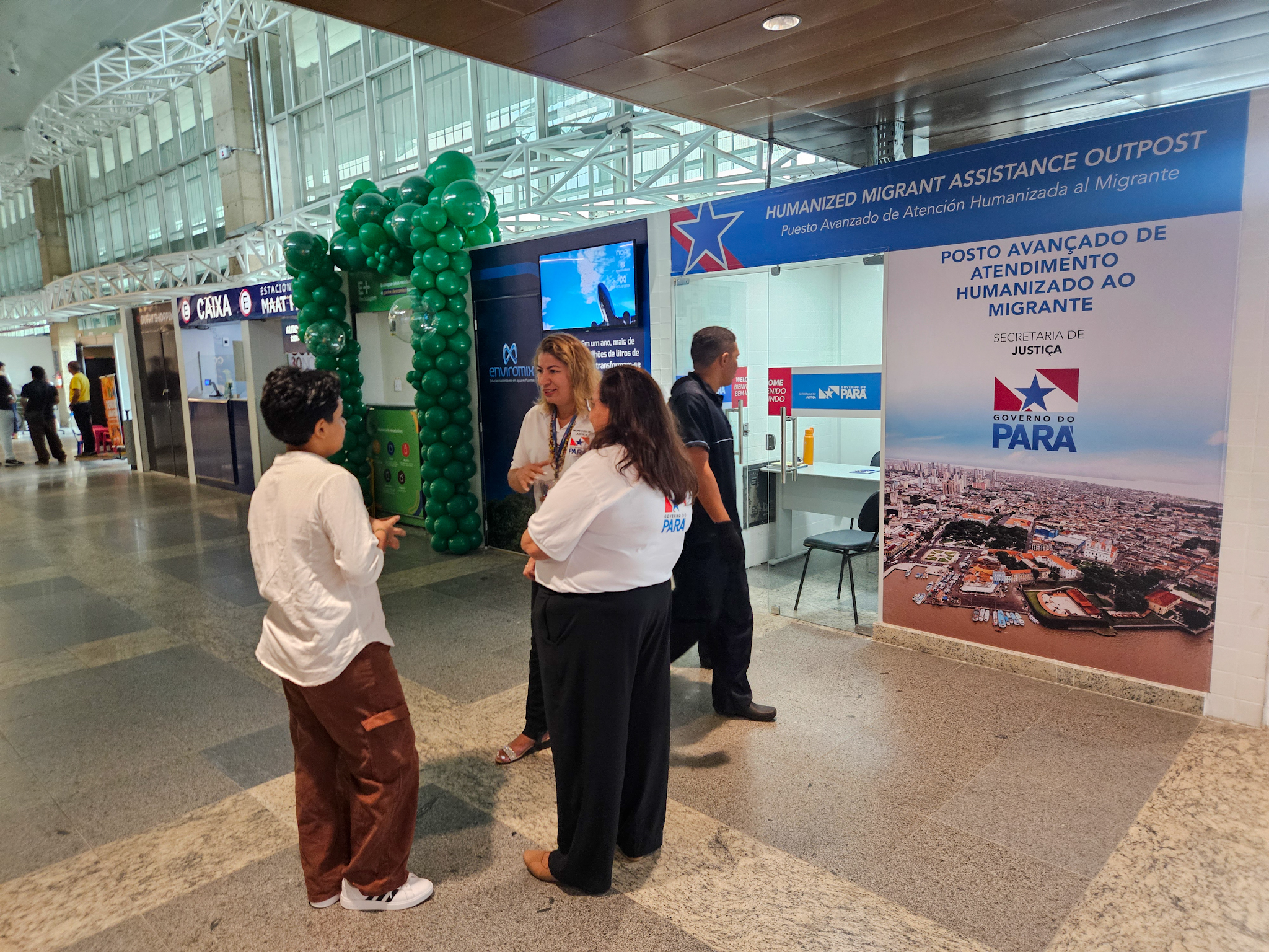 Posto de atendimento ao migrante, no Aeroporto Internacional de Belém