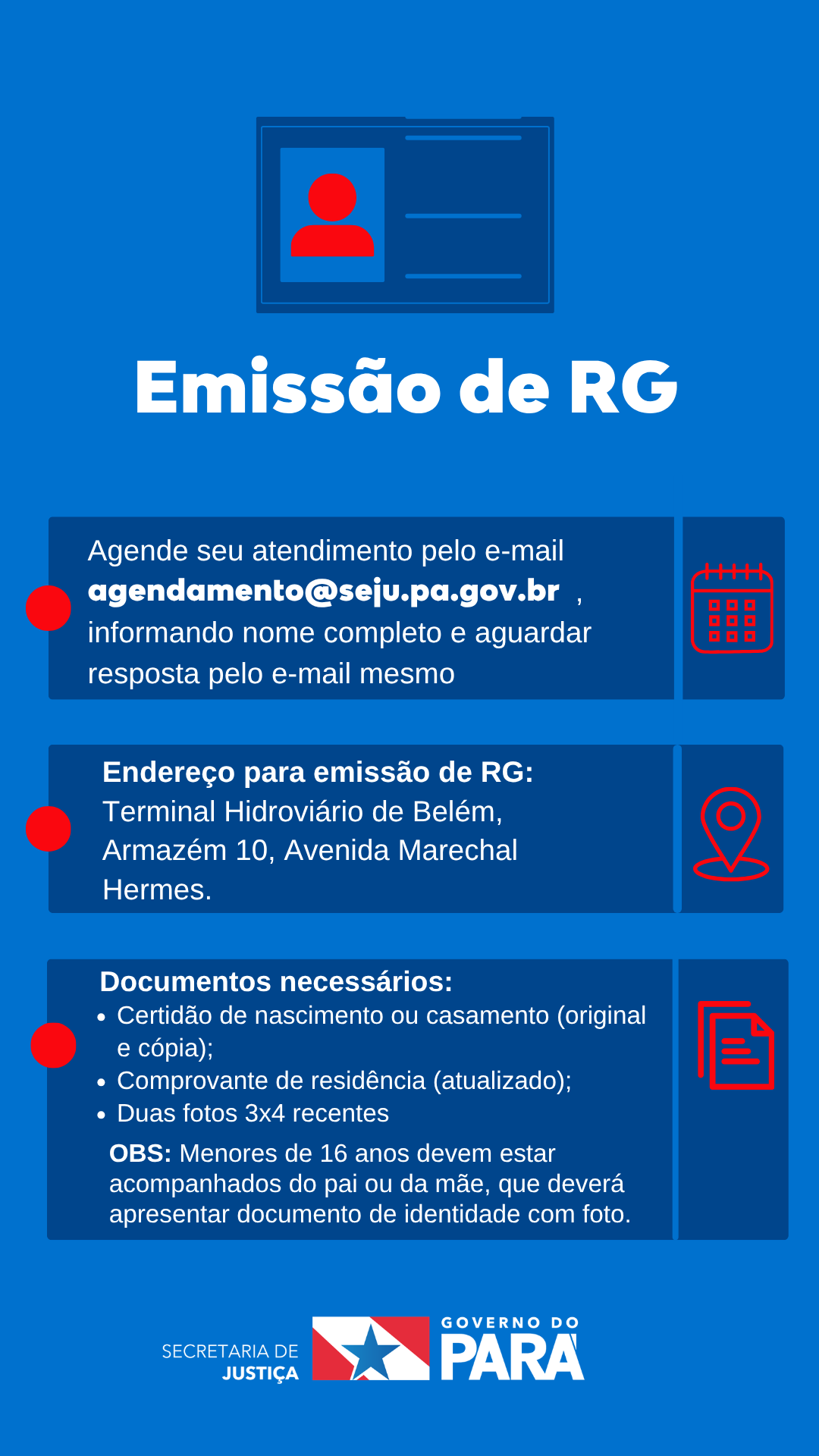 Novo endereço para emissão de RG