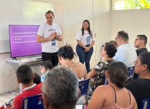 Secretário estadual de Justiça, Evandro Garla, durante ação “Prevenção 360º” na Escola Estadual Barão do Tapajós, em Santarém